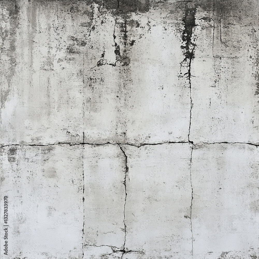 Obraz premium Weathered Concrete Wall with Cracks, Gray Texture, and Aged Surface in a Distressed Background