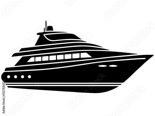 yacht black silhouette vector, Simple silhouette Design vector icon with white background. Water transportation vector illustration 