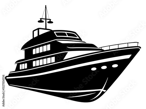 yacht black silhouette vector, Simple silhouette Design vector icon with white background. Water transportation vector illustration 