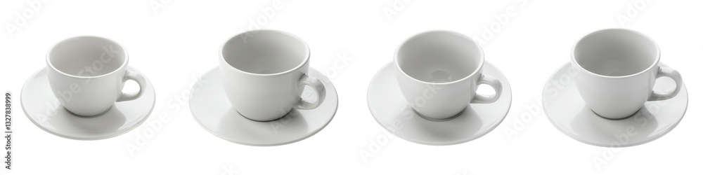Set of Empty White Cup and Saucer Set of Empty White Cup and Saucer
