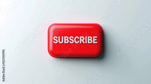 A bright red subscribe button with white text on a light background.