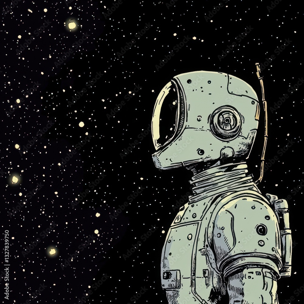 Fototapeta premium An astronaut gazes at the starry expanse of a deep space cosmos
