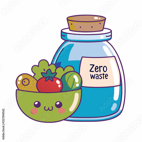 Promoting zero waste lifestyle kitchen illustration eco-friendly close-up sustainable living tips
