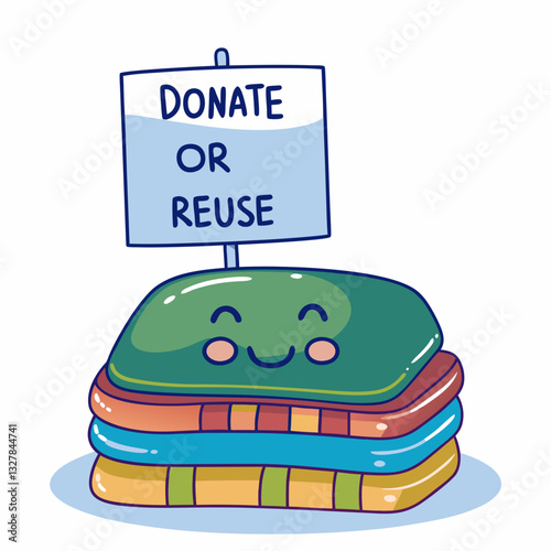 Promote sustainable living donate or reuse items community event graphic design playful environment bright viewpoint