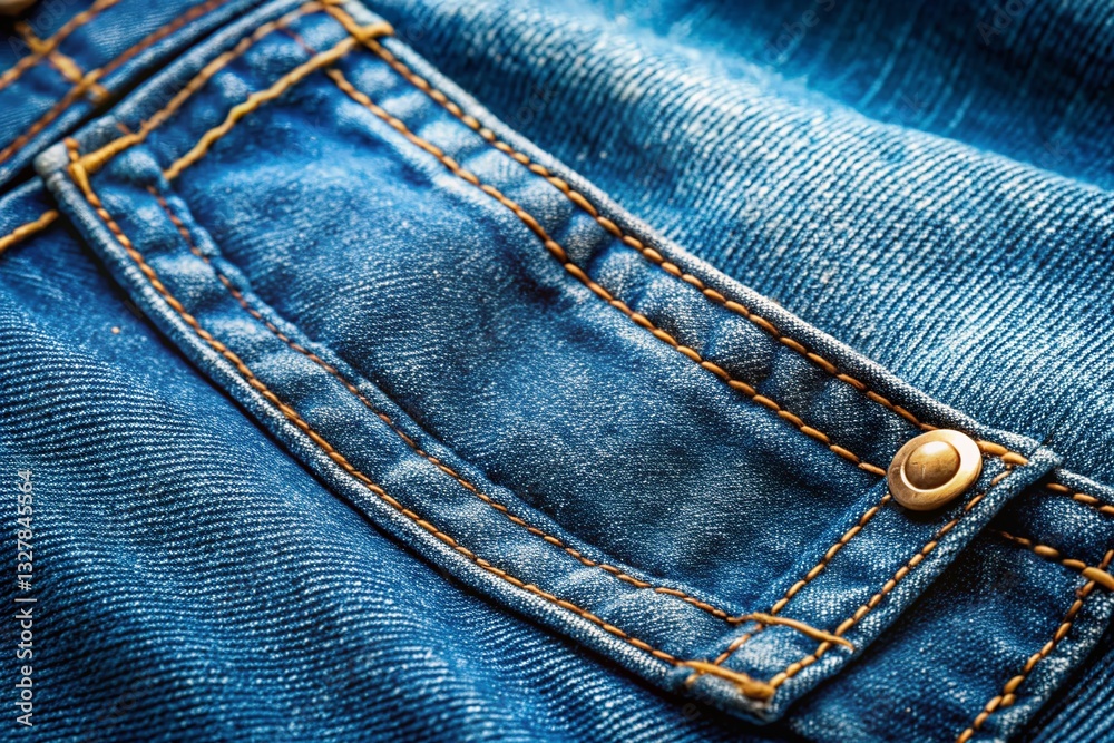 Naklejka premium High-Resolution Denim Jean Texture Close-up with Pocket Detail