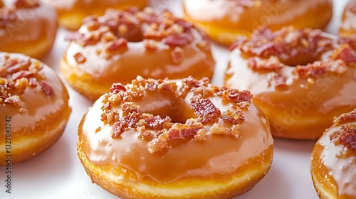 Obraz na płótnie Delicious Maple Bacon Donuts Isolated on White Background w salonie