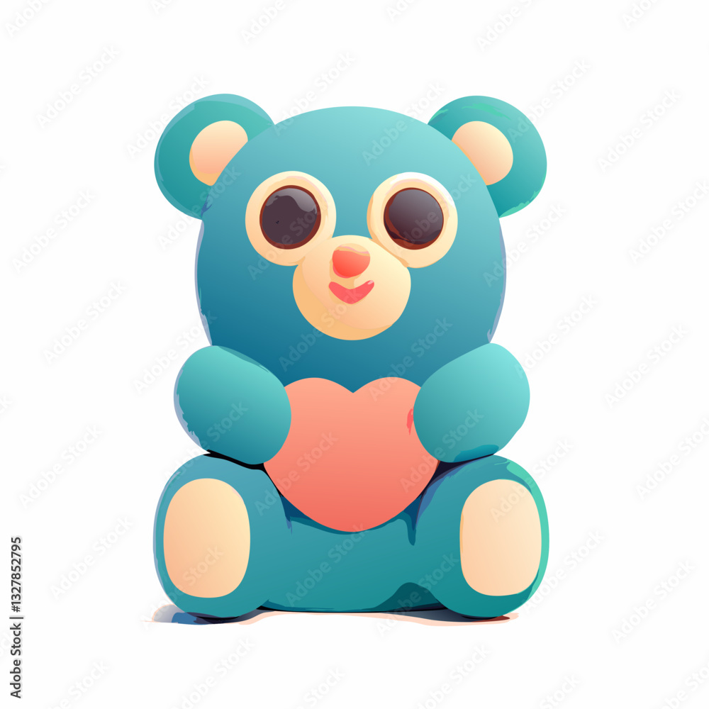Naklejka premium Cute bear character digital art playful environment whimsical design bright colors