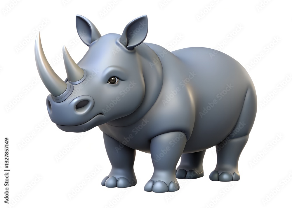 3D Cartoon Rhinoceros Render – Fun and Friendly Wildlife Illustration 3D Cartoon Rhinoceros Render – Fun and Friendly Wildlife Illustration