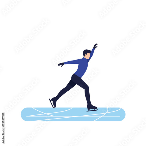 Skating athlete performing a graceful move in flat vector illustration