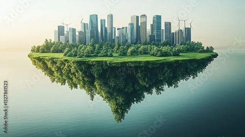 Fototapeta Naklejka Na Ścianę i Meble -  Sustainable city on an island