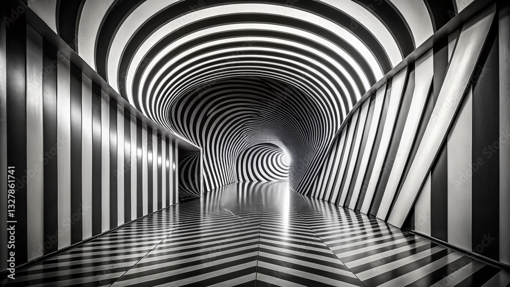 custom made wallpaper toronto digitalHypnotic Swirling Hallway - Black and White Abstract Panoramic Photography