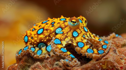 Discover the mesmerizing beauty of the deadly blue ringed octopus in its vibrant underwater habitat.