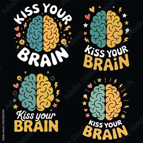 Kiss Your Brain vector art book vector for funny t-shirt 