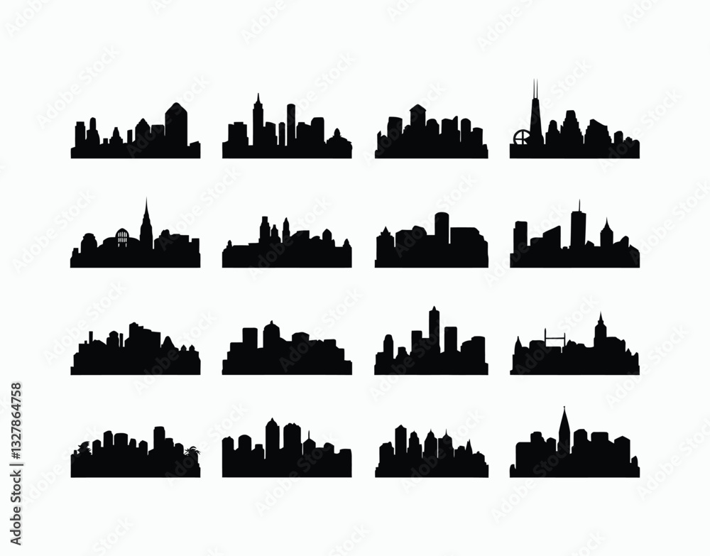 Obraz premium Minimalist Urban City Silhouette EPS Vector Template