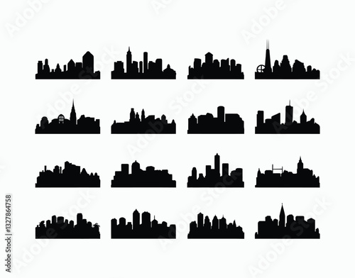 Minimalist Urban City Silhouette EPS Vector Template