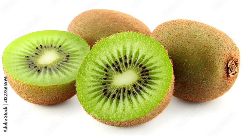 Ripe fresh kiwi isolated on white background Ripe fresh kiwi isolated on white background