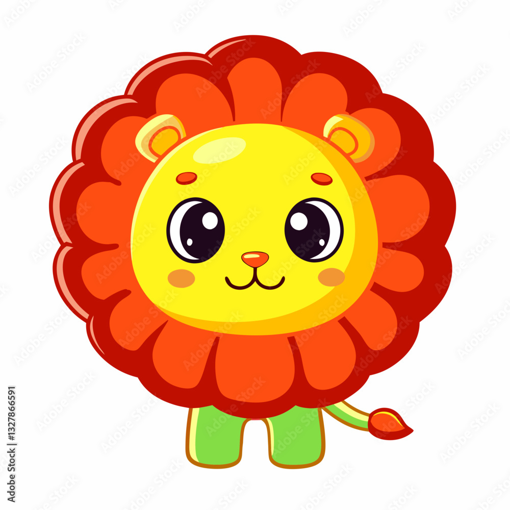 Fototapeta premium Playful cartoon lion character digital art colorful background fun environment kid-friendly concept