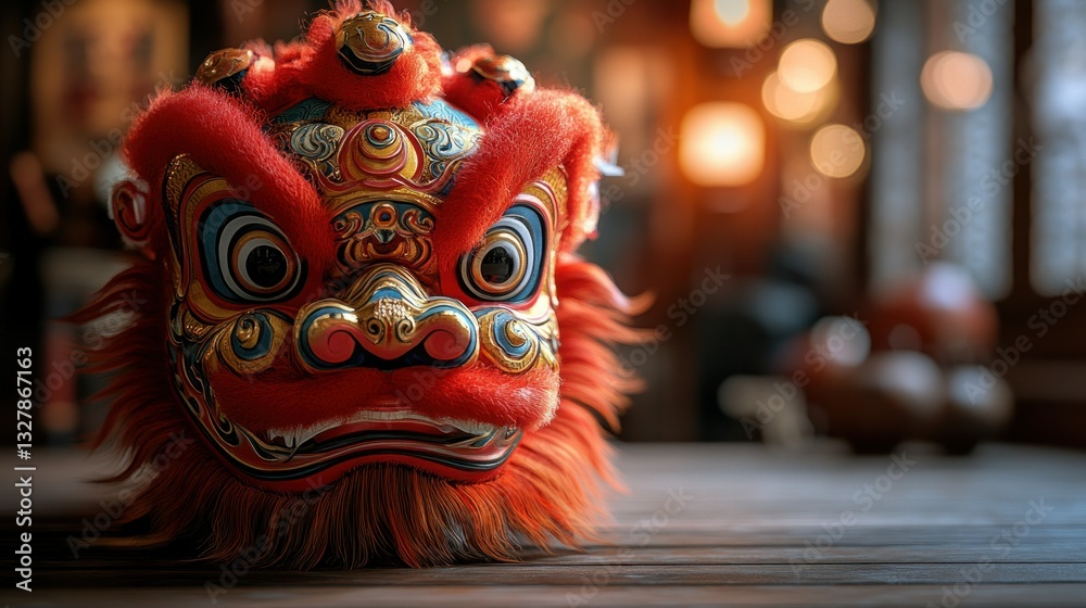 Fototapeta premium Traditional Chinese lion dance head