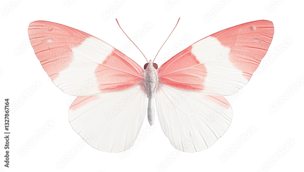 Fototapeta premium a beautifully detailed illustration of a butterfly with pink and white wings showcasing its delicate structure and vibrant colors. for educational artistic or decorative purposes