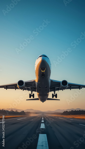 A plane taking off from an airport