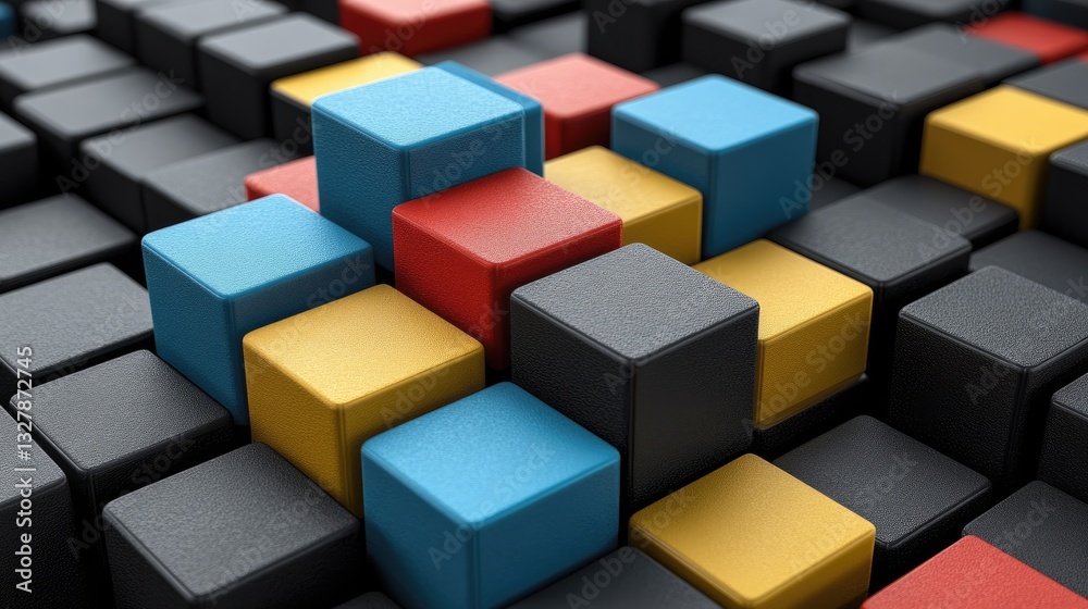 Colorful cubes in a geometric pattern Colorful cubes in a geometric pattern