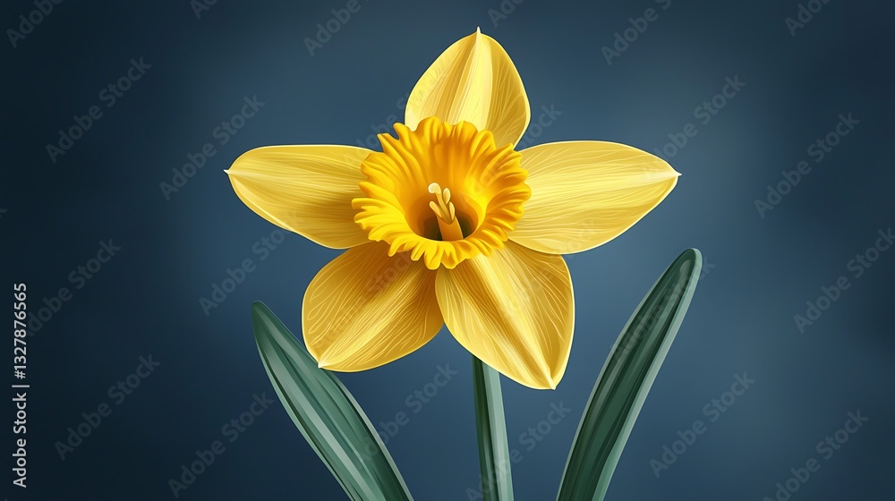 Fototapeta premium Vibrant yellow daffodil, detailed illustration