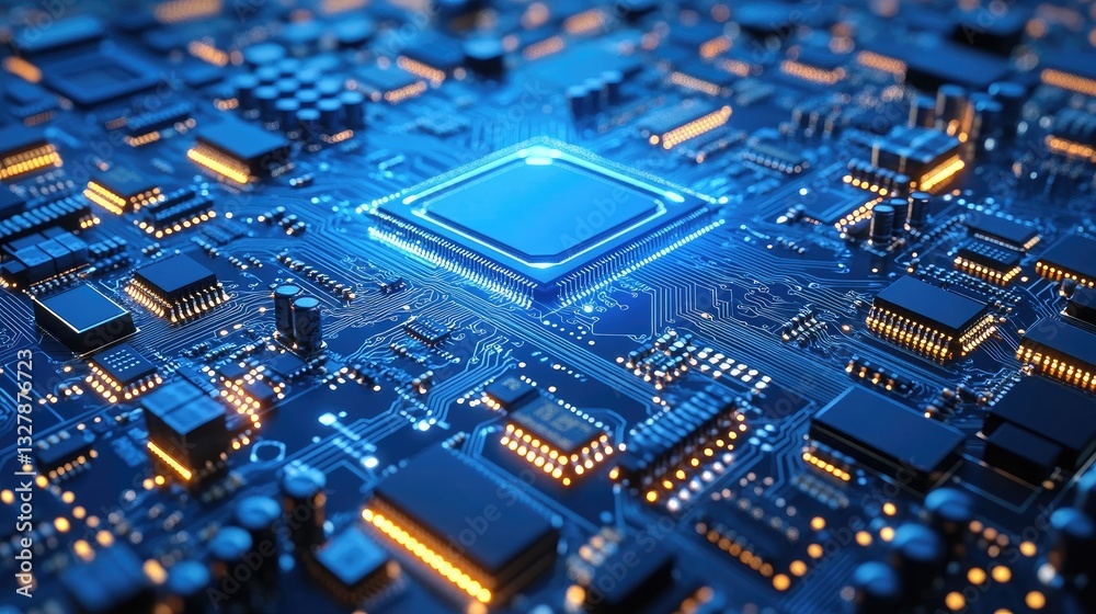 High-Tech Circuit Board with Central Processor High-Tech Circuit Board with Central Processor