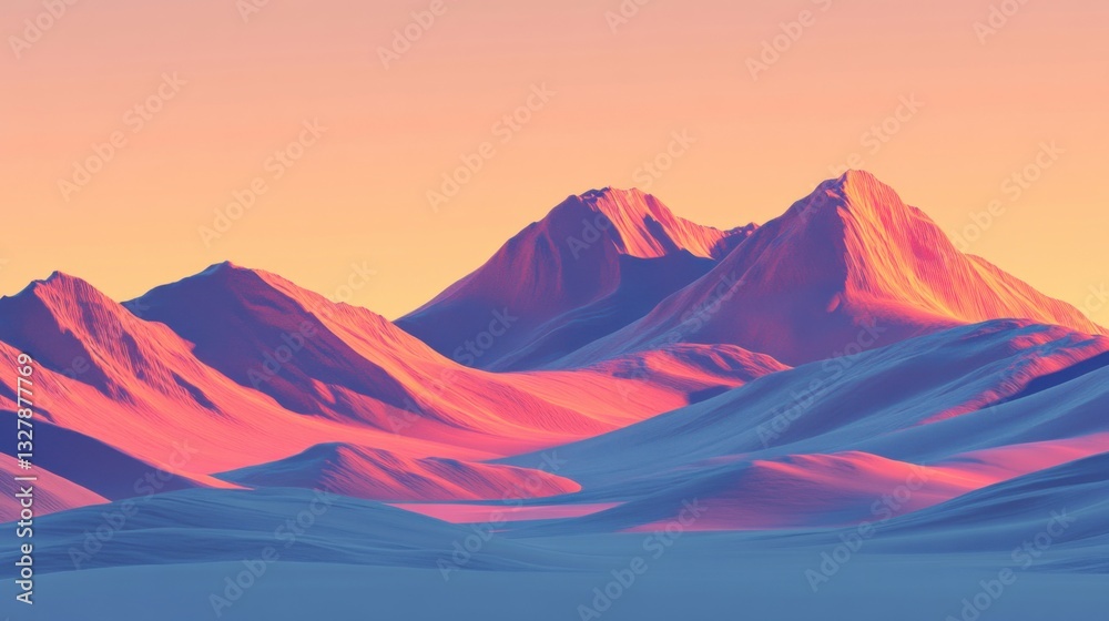 Fototapeta premium Serene Mountain Landscape at Dusk with Vibrant Color Palette
