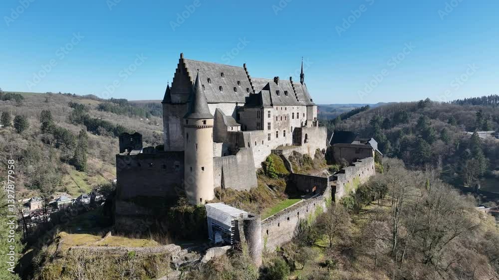 Vianden Castle in Luxembourg Drone Shots Vianden Castle in Luxembourg Drone Shots