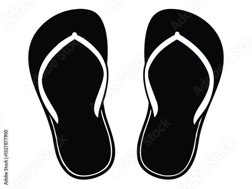 flip flops black silhouette  vector,Sandals Icon