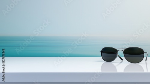 Stylish Round Sunglasses with Dark Lenses on Matte White Surface Perfect for Summer Fashion