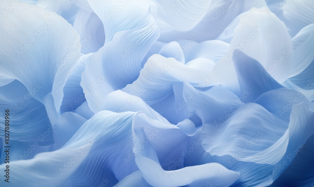 Obraz premium Macro shot of pastel blue petals illuminated by soft diffused light showcasing delicate textures in an elegant composition .