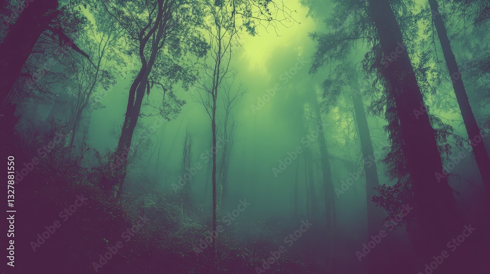 Obraz premium Mystical fog-shrouded forest (1)