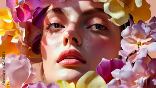 Stunning beauty adorned with vibrant flowers creates a captivating visual experience in a serene garden setting Generative AI