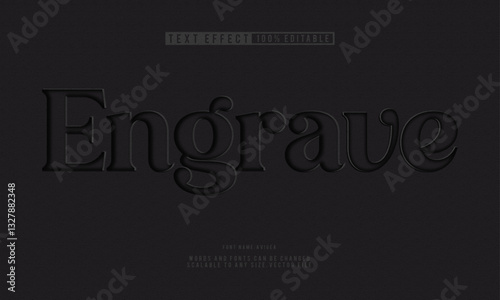 Editable engraved black leather text effect with elegant simplicity. Ideal for sophisticated branding and design projects.