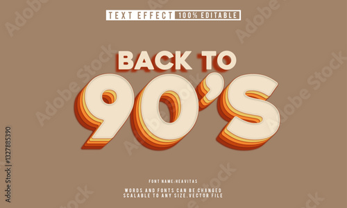 Editable Back to 90's text effect, brings a lively retro feel. Perfect for nostalgia themed designs.