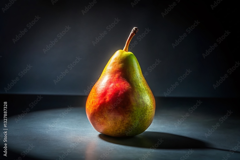 Juicy Pear with Shadow: Dark Background Stock Photo Juicy Pear with Shadow: Dark Background Stock Photo