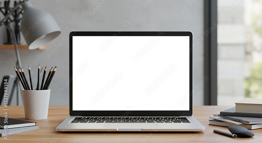 Sleek Laptop Screen Mockup – Customizable Display in a Modern Workspace Sleek Laptop Screen Mockup – Customizable Display in a Modern Workspace