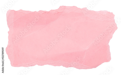 Piece of textured light pink tear paper isolated element for scrapbooking