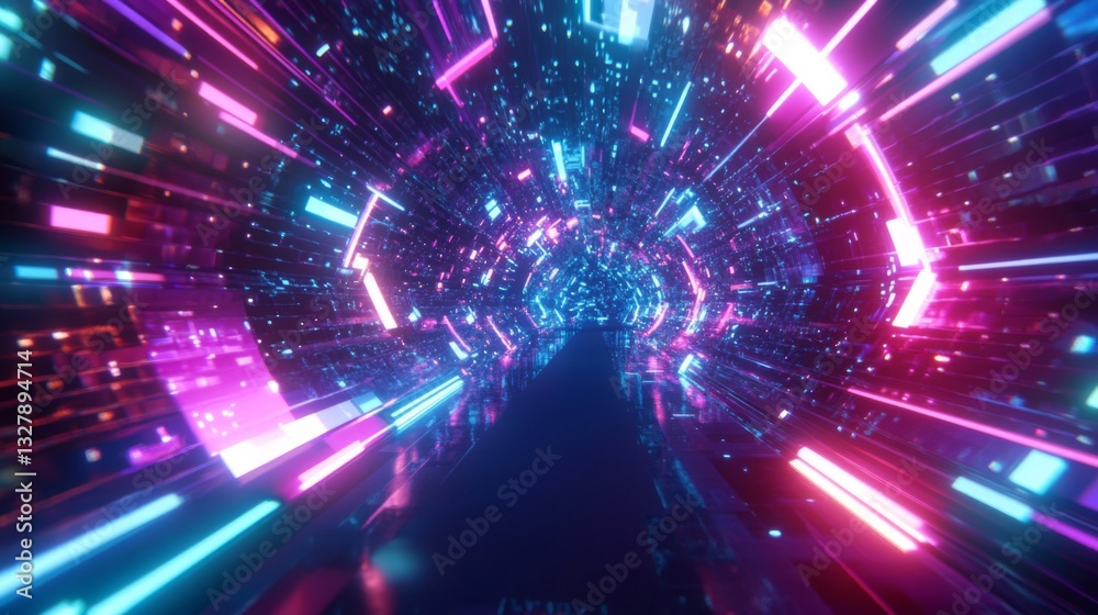 Obraz premium Abstract Neon Tunnel with Pink and Blue Lights
