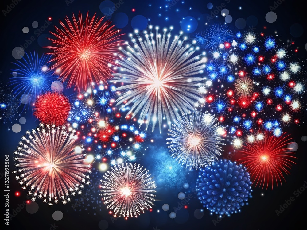 Naklejka premium Labor Day Celebration: Patriotic Polka Dot Fireworks Burst