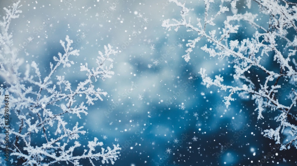 Frost Covered Branches Winter Wonderland Scene Frost Covered Branches Winter Wonderland Scene