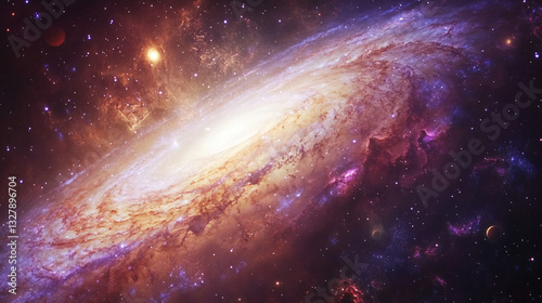 A stunning image of a spiral galaxy, showcasing vibrant colors and swirling patterns of stars and cosmic dust in the vast universe.