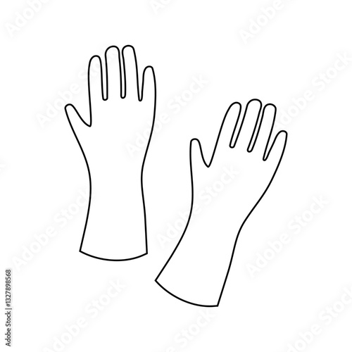Clean and sterile rubber gloves positioned side by side on a white background