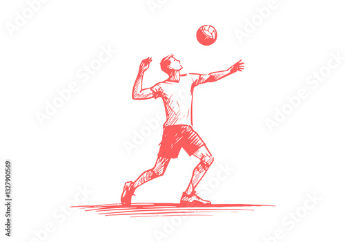Volleyball Player hand drawn sketch vector illustration