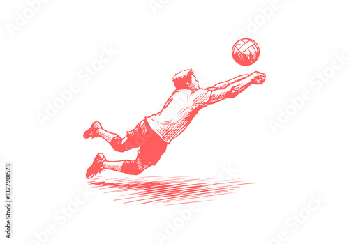 Volleyball Player hand drawn sketch vector illustration