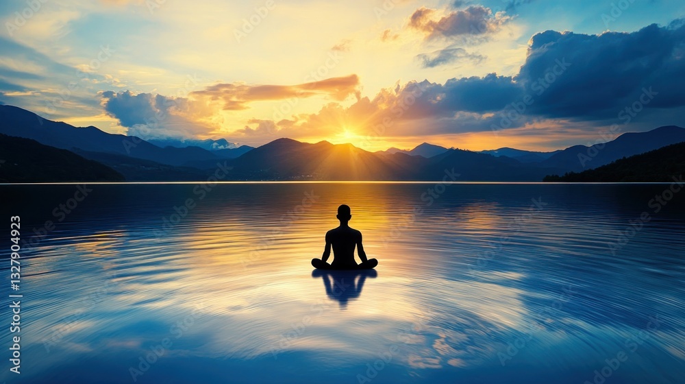 Serene Sunset Meditation: Finding Inner Peace by a Tranquil Lake Serene Sunset Meditation: Finding Inner Peace by a Tranquil Lake