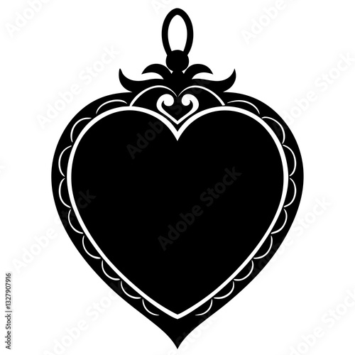 Heart-Shaped Locket Silhouette Black Vector Design