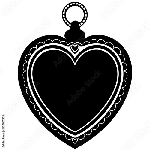 Heart-Shaped Locket Silhouette Black Vector Design
