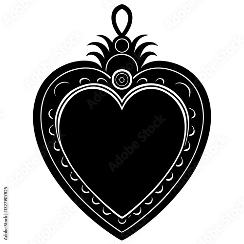 Heart-Shaped Locket Silhouette Black Vector Design